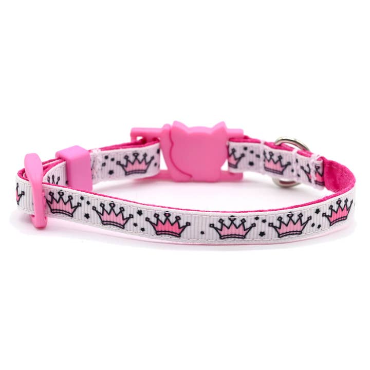 Green Acorn Kitchen - Wholesale Pet Collar - Cat - Handmade Cat or Kitten Collar • Pink or Blue Crowns • 3/8"