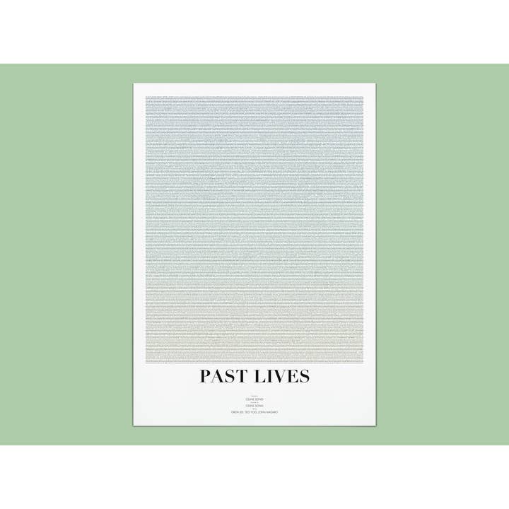 Poster del film con sceneggiatura di Past Lives per la vendita all'ingrosso da parte di Fade Out Prints