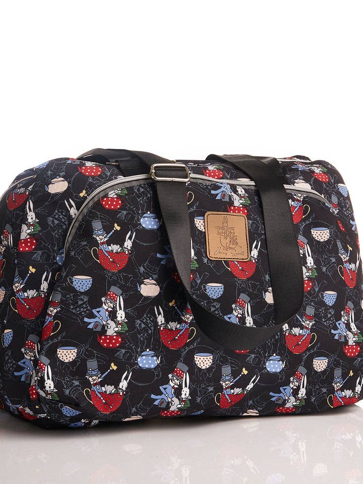 Mad Hatter Canvas Weekend Duffle Bag for wholesale by Magnolia Lounge