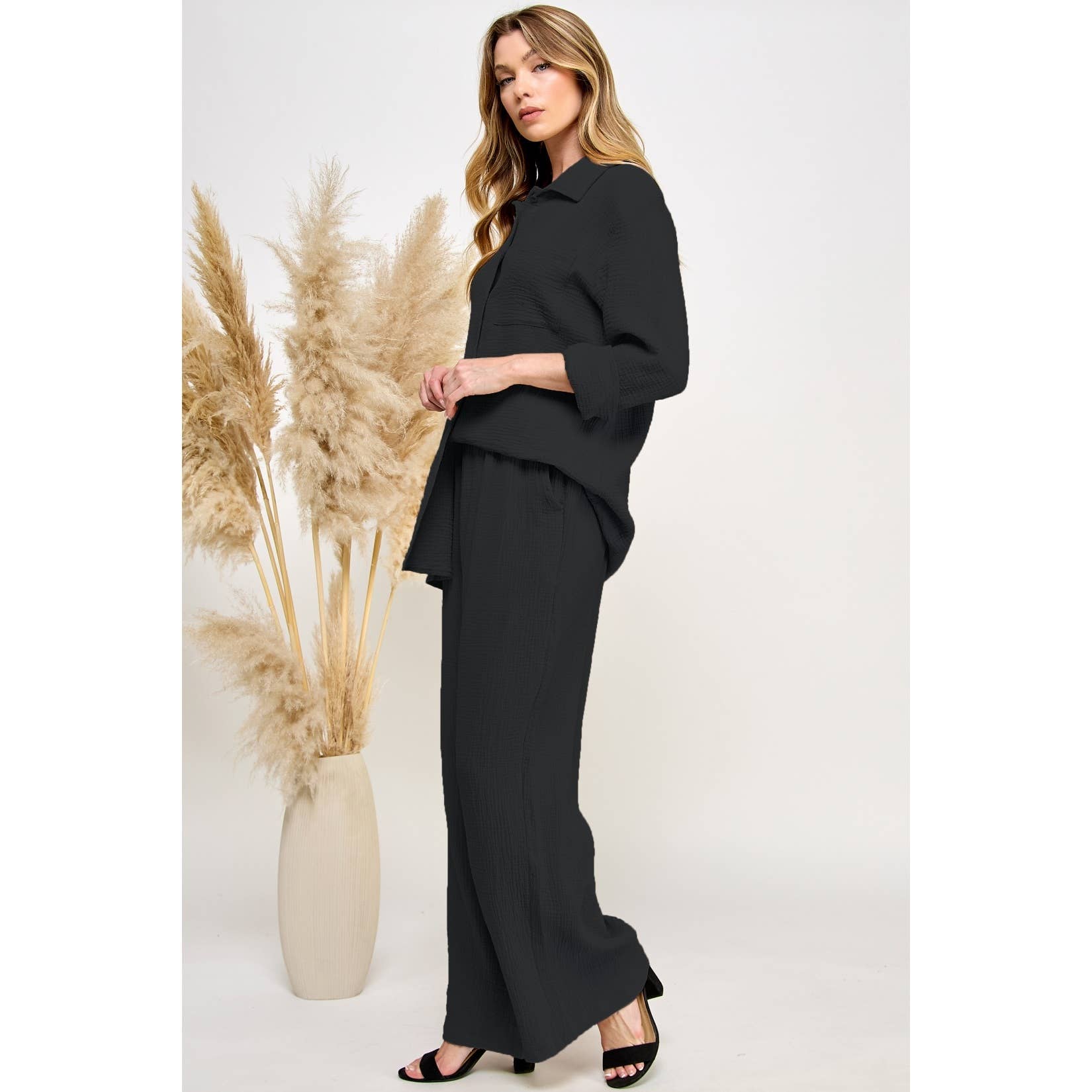 Mapcie - Wholesale Top & Pant Set (NOT Loungewear) - Women's - LONG SLEEVE AND LONG PANTS WITH SIDE POCKET BUTTON DOWN SET2