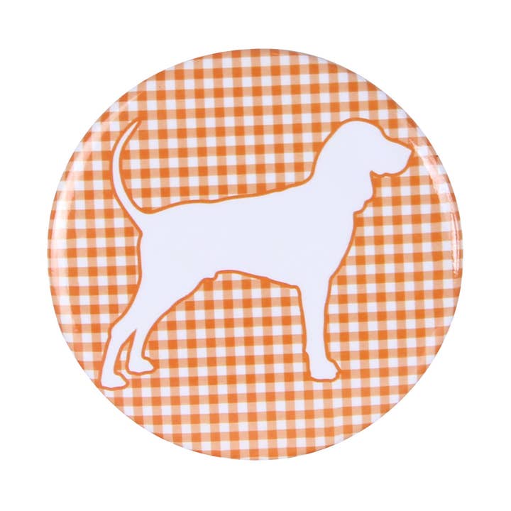 Plaid Bluetick Coonhound Button Pin for wholesale by Barrel Down South
