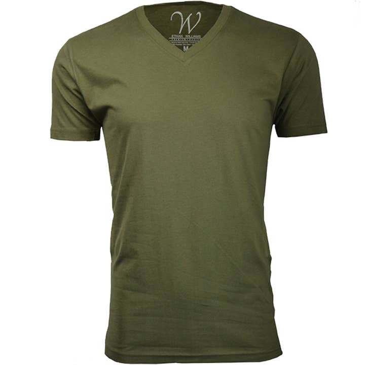 EWC 150MG Militair Groen Ultrazacht T-shirt met V-hals en V-hals voor wholesale door Ethan Williams