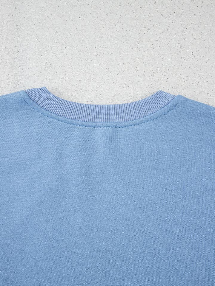 Lovesoft - Wholesale Sweatshirt - Women's - Myosotis Contrast Bow Decor Dropped Sleeve Crewneck Sweatshirt10