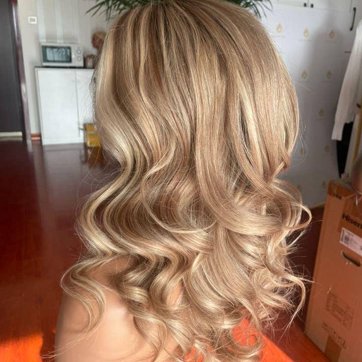 Gaurash Beauty Supply Inc. - Wholesale Hair Extensions - Luxury Blonde Balayage Lace Front Wig: Raw Human Hair, Curly2
