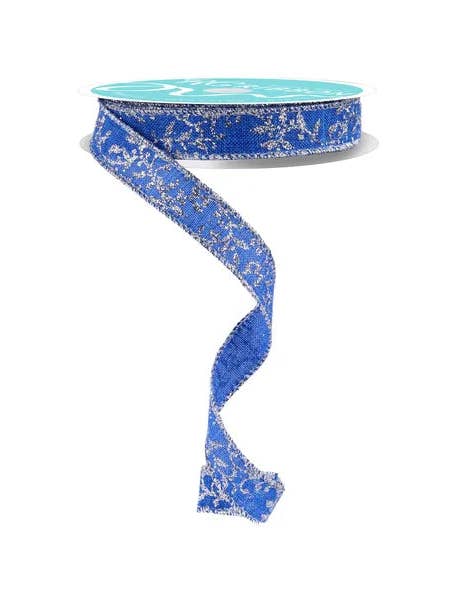 5/8" x 10yd Glitter Mini Leaf Vines-Royal Blue/Silver-RGF13956W for wholesale by General Wholesale Inc