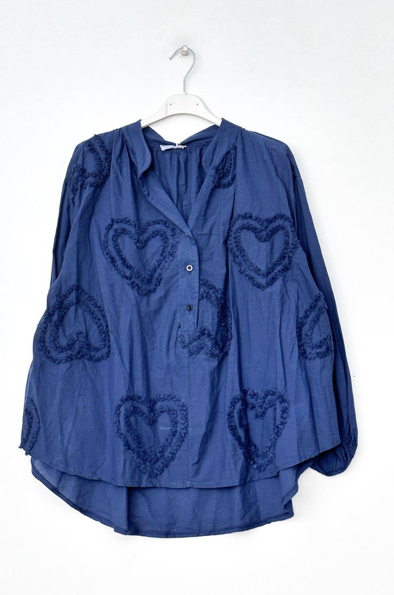 Happy look - Wholesale Button Down Shirt - Women's - Cotton blouse with heart detail 0