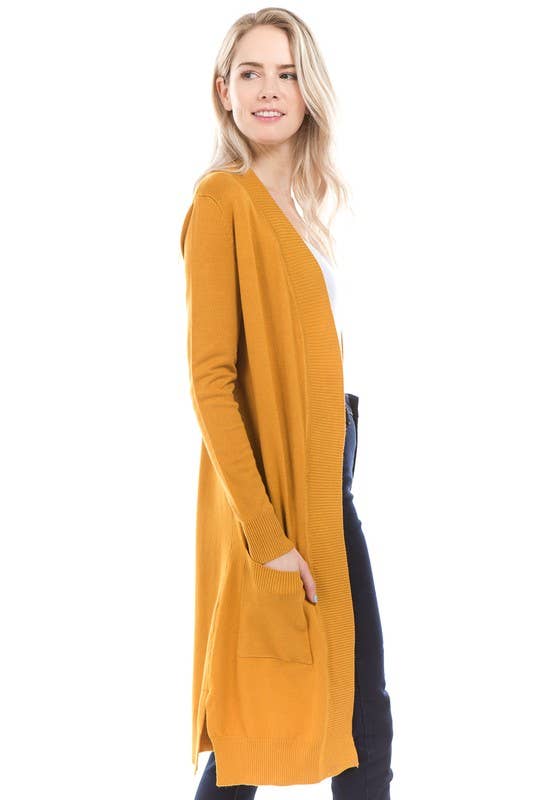 Newself Collection - Vente Cardigan – femme - Cardigan long en tricot ouvert classique à manches longues8