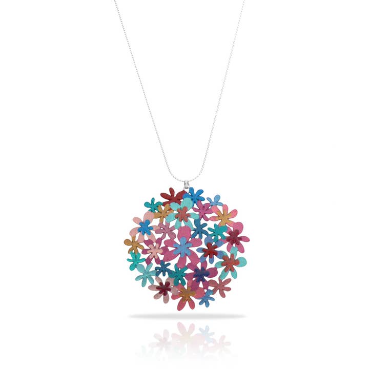 RAS – Großhandel Kette mit Anhänger/Charm – Kurze Halskette Bouquet Türkis Versilbert
