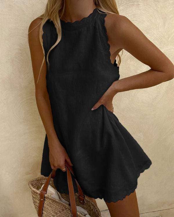 Fashion Combination - Wholesale Blouse - Women's - new scallop trim sleeveless casual dress7