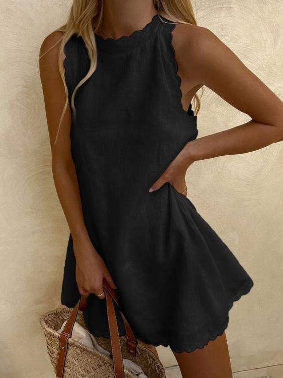 Fashion Combination - Wholesale Blouse - Women's - new scallop trim sleeveless casual dress7