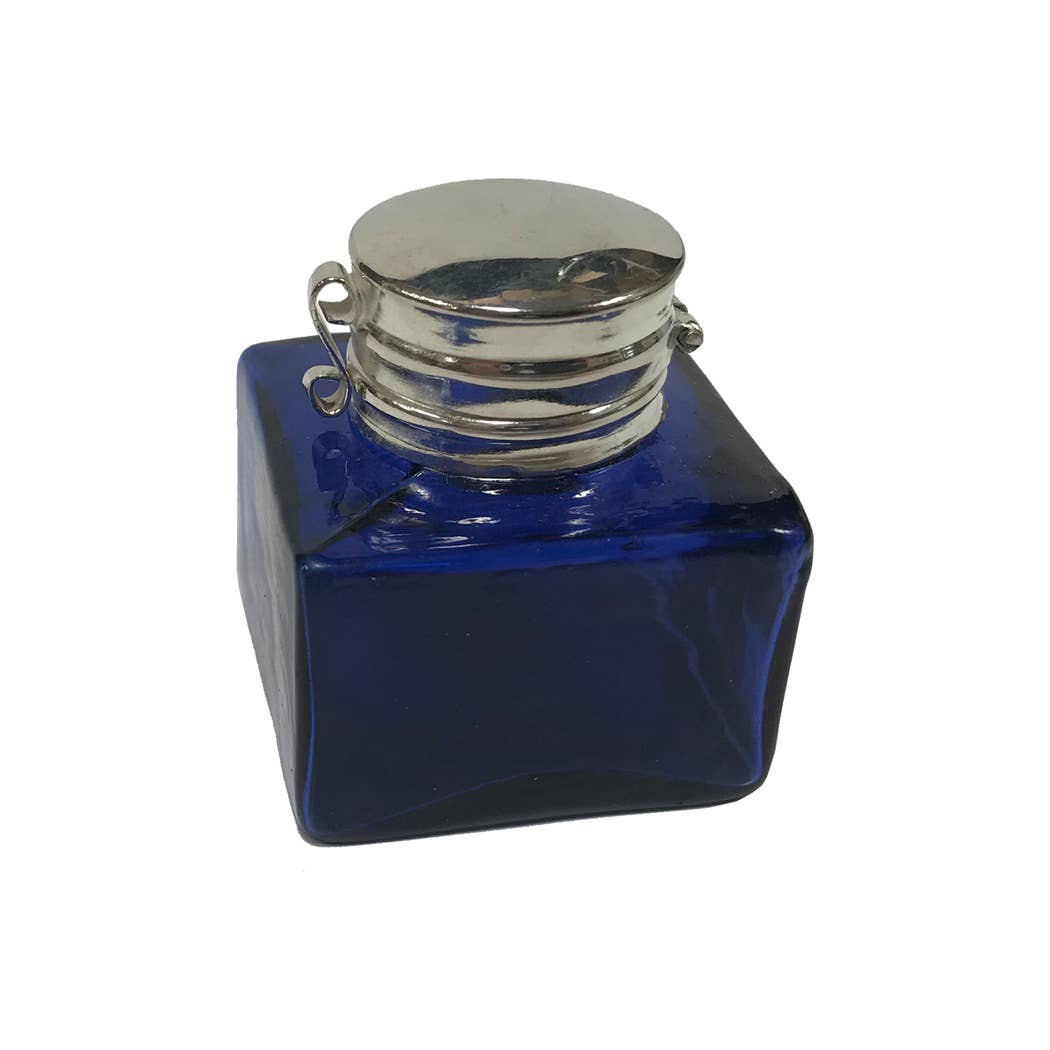 Madison Bay Co. - Historical Home Decor Reproductions - Wholesale Ink Pad - Cobalt Blue Square Glass Inkwell,1-3/4"