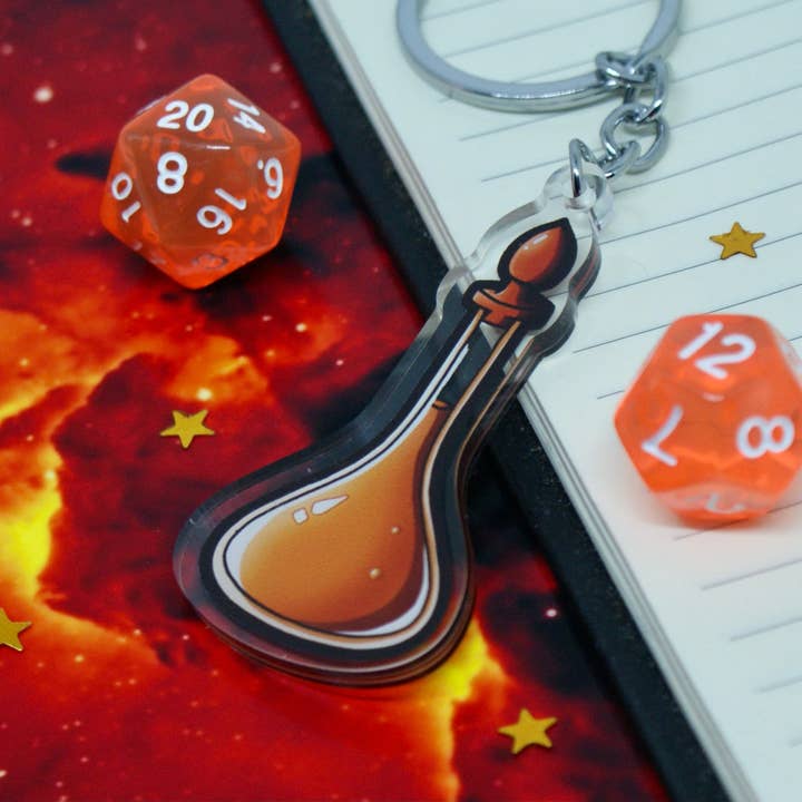 Burrows Arts – Porta-chaves - Unissexo por atacado – Porta-chaves Laranja Potion Acrílico2