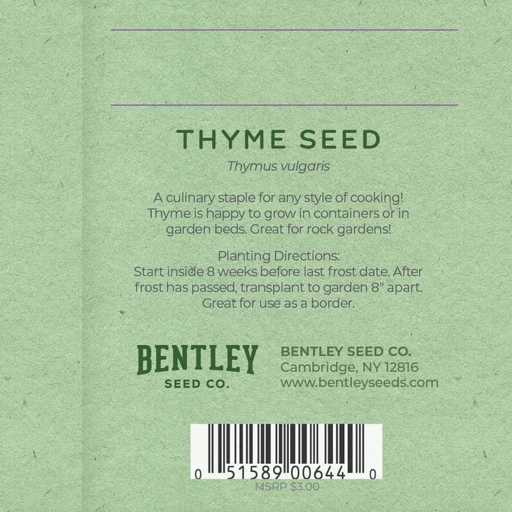 Bentley Seed Co. - Wholesale Birthday Card - It's Birthday Thyme - Thyme Seed Packets1