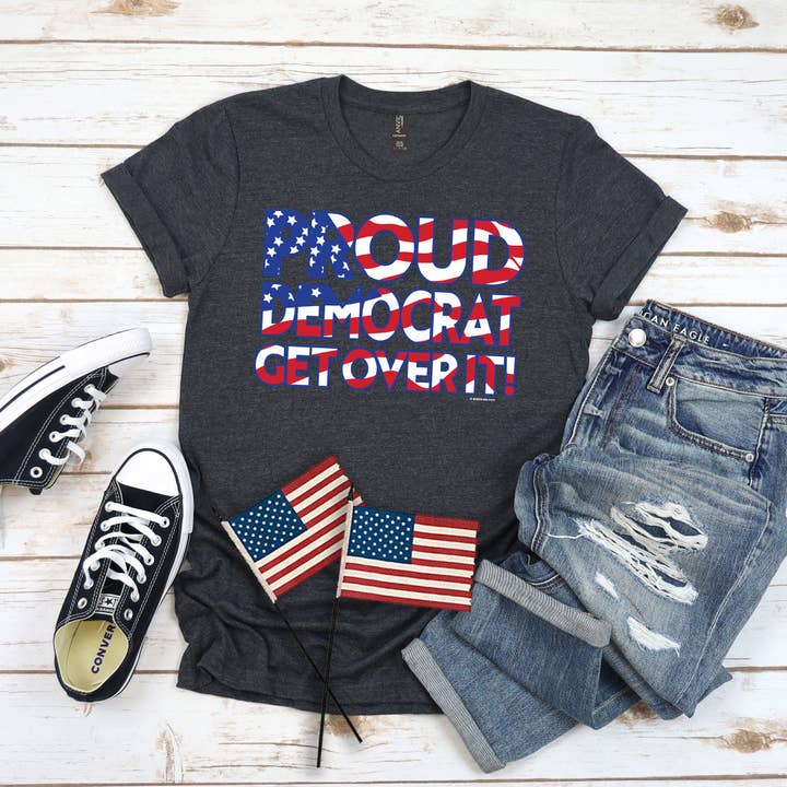 Dark Grey Heather Proud Democrat T-shirt, Political Tee for wholesale on Faire