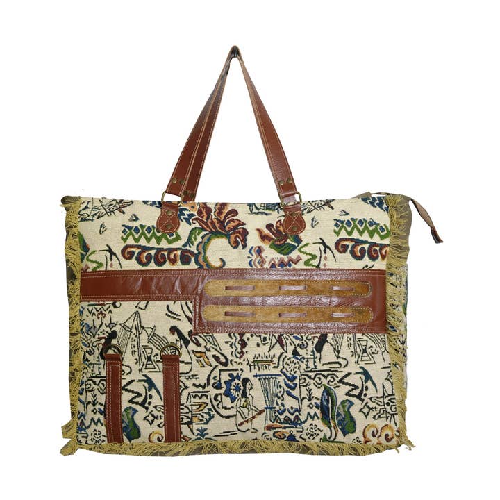 Weekendtas van canvas en leer voor dames voor wholesale door Hopofly Bags