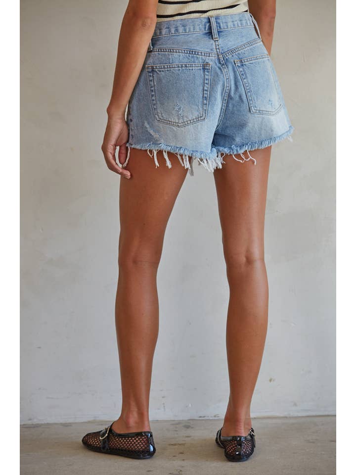 BD312 | Woven 100% Cotton Denim Distressed Detail Shorts for wholesale on Faire