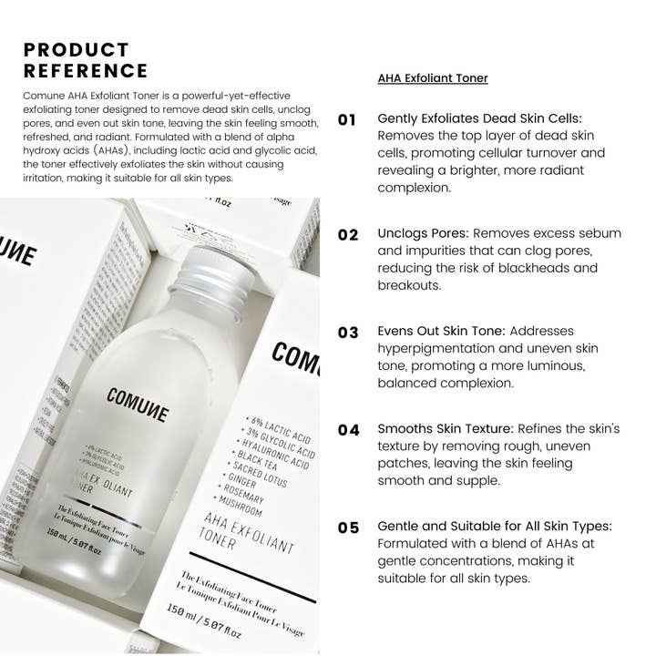 COMUNE - Wholesale Facial Toner - AHA Exfoliant Toner11