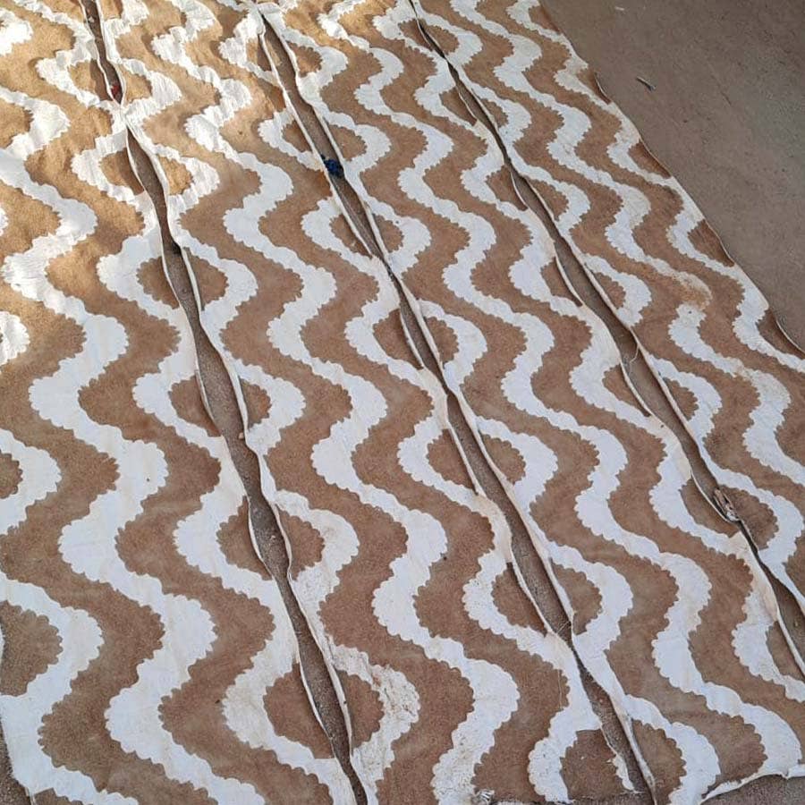 Ichcha – Engroshandel Bordløber – Bloktrykt økologisk bomuld bordløber - gyldne stråler8