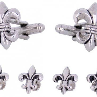 Cuff-Daddy – Botões de punho - Homem por atacado – Abotoaduras e tachas Fleur De Lis em prata antiga