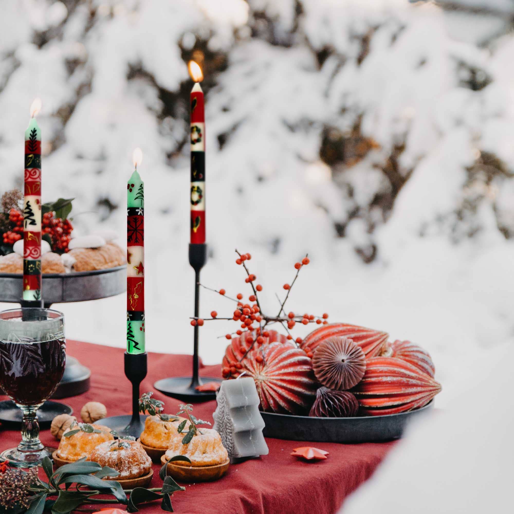 Global Crafts – wholesale Avsmalnande ljus – Jul handmålade middag ljus par1