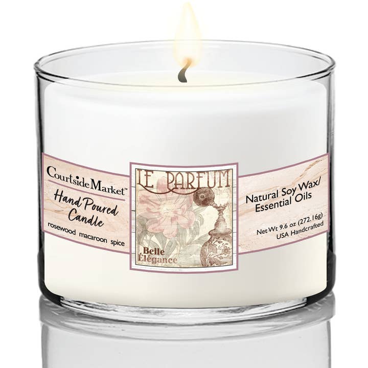 Courtside Market Floral Parfüm Circular Kerzenglas 9,6 oz für den Großhandel von Courtside Market