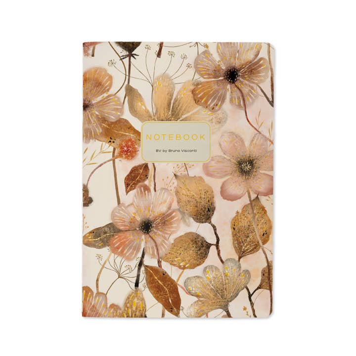 A5 Notebook - Blush and Golden Flowers for wholesale by BV by Bruno Visconti