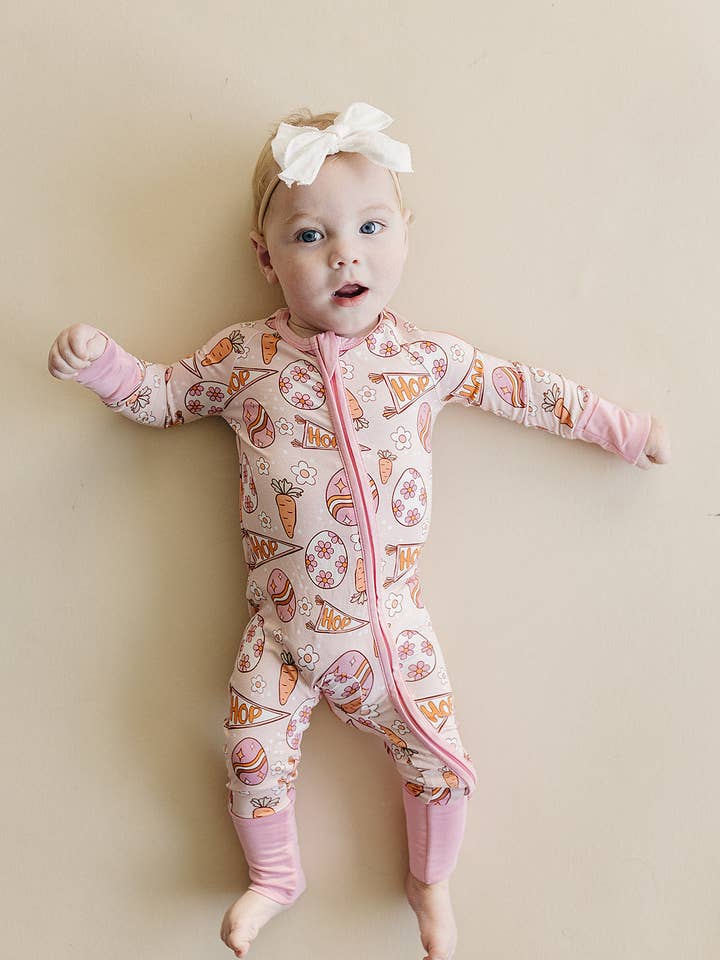 Bamboo Baby Zip Romper | Easter Hop for wholesale by Lucky Panda Kids