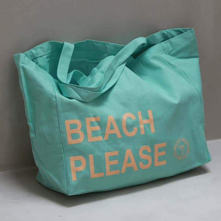 Love Ibiza – wholesale Beach bag – Canvas strandtas beach please turquoise peach