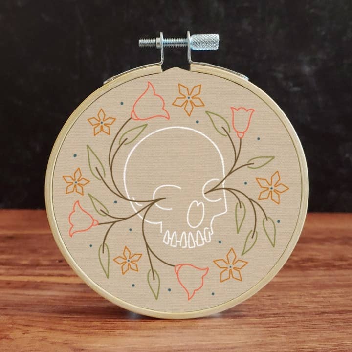 Embroidery Kit: Skull Embroidery Kit for wholesale by Holly L'Oiseau