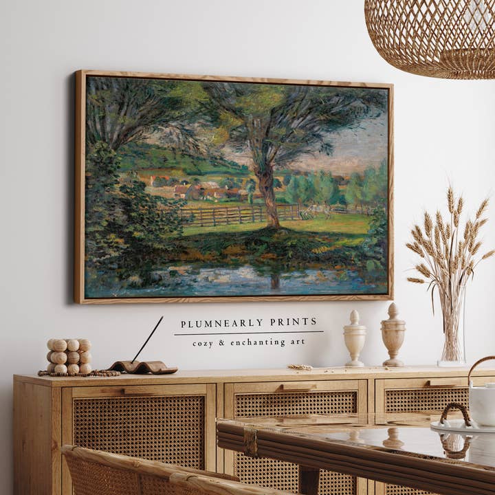 Frog Green Farm Landscape Oil Painting Framed Canvas Art 22 for wholesale by Plumnearly Prints