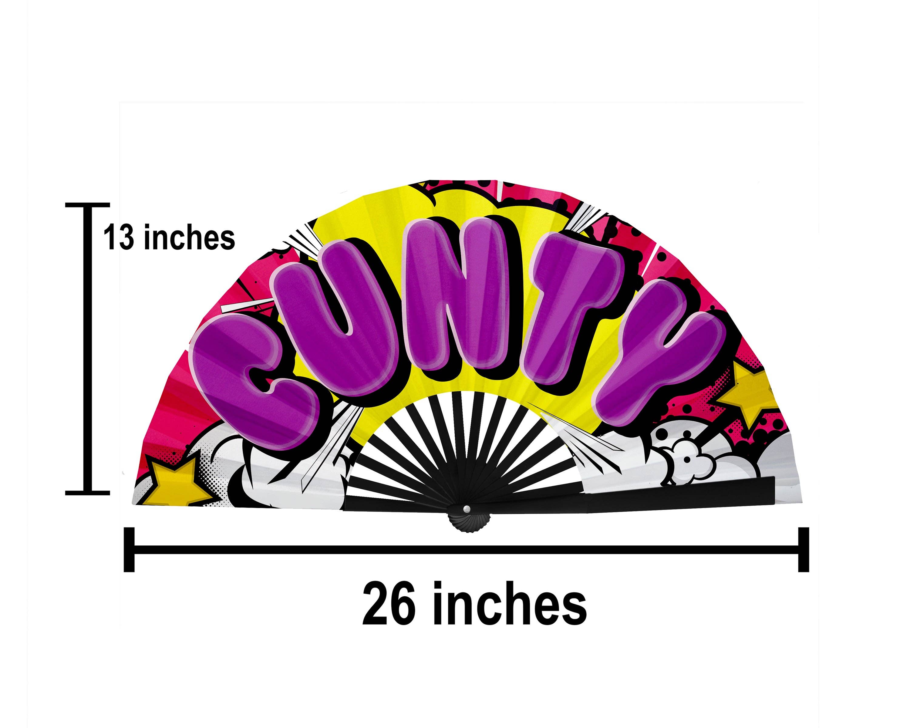 Expression Tees - Wholesale Handheld Folding Fan - Drag Queen Clack Fan, Cunty Fan, Pride Hand Fan, Fancy Fan, Line Dancing Folding Fan, Rave Fan - Large 26 Inch Foldable Fan5
