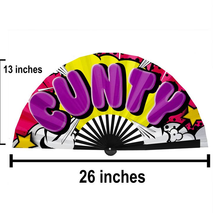 Expression Tees - Wholesale Handheld Folding Fan - Drag Queen Clack Fan, Cunty Fan, Pride Hand Fan, Fancy Fan, Line Dancing Folding Fan, Rave Fan - Large 26 Inch Foldable Fan5