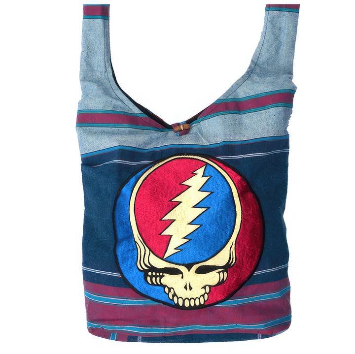 Grateful Dead Steal Your Face Bolsa de mascate bordada à mão por atacado de Gypsy Rose