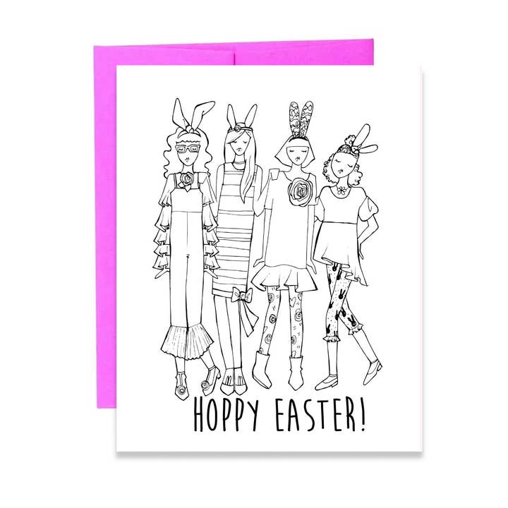Hoppy Easter Coloring Greeting Card | tween coloring card for wholesale by Lacee Swan