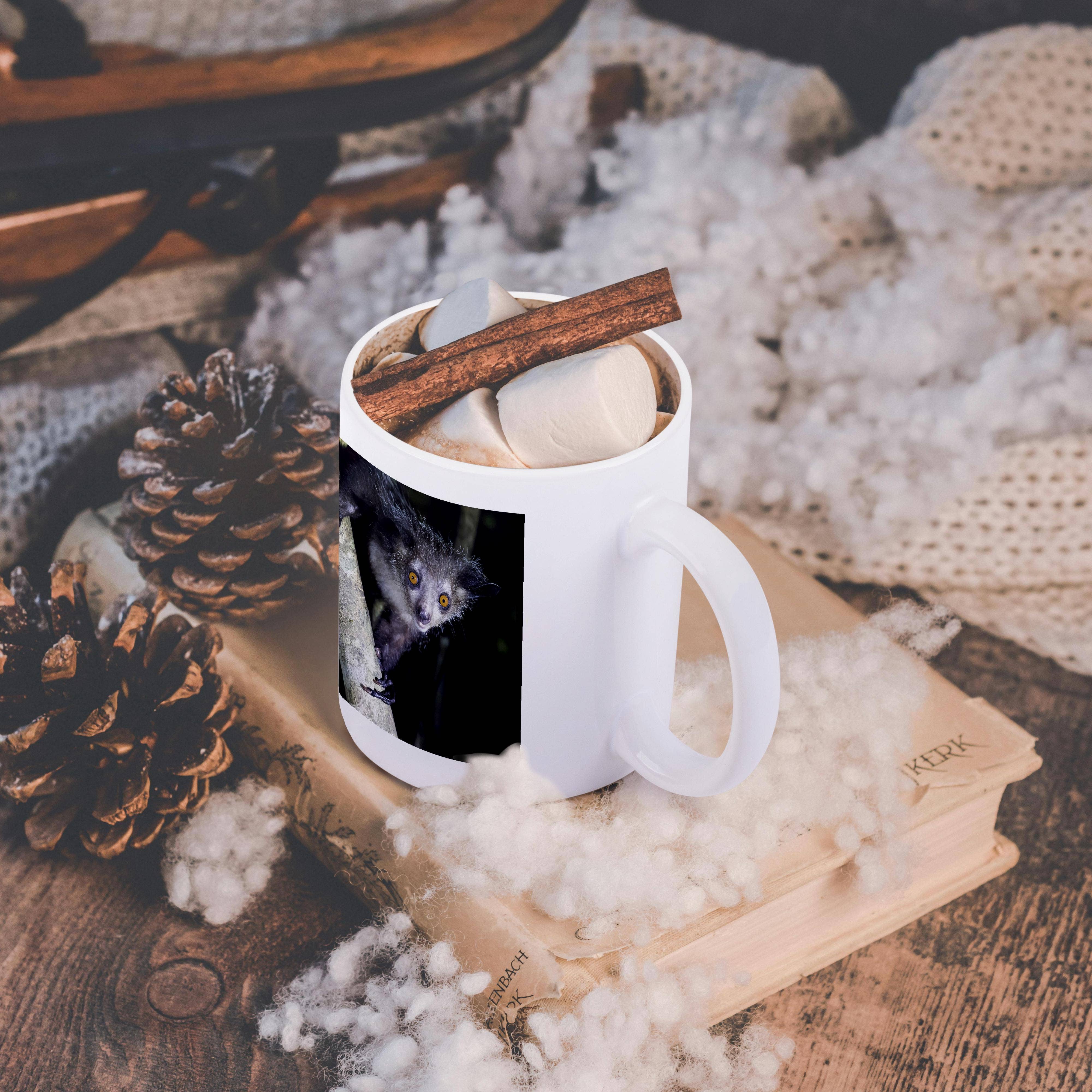 3dRose – Caneca por atacado – 3dRose, Madagáscar, Ile Roger. Retrato de um aye-aye num tronco de árvore., Caneca11