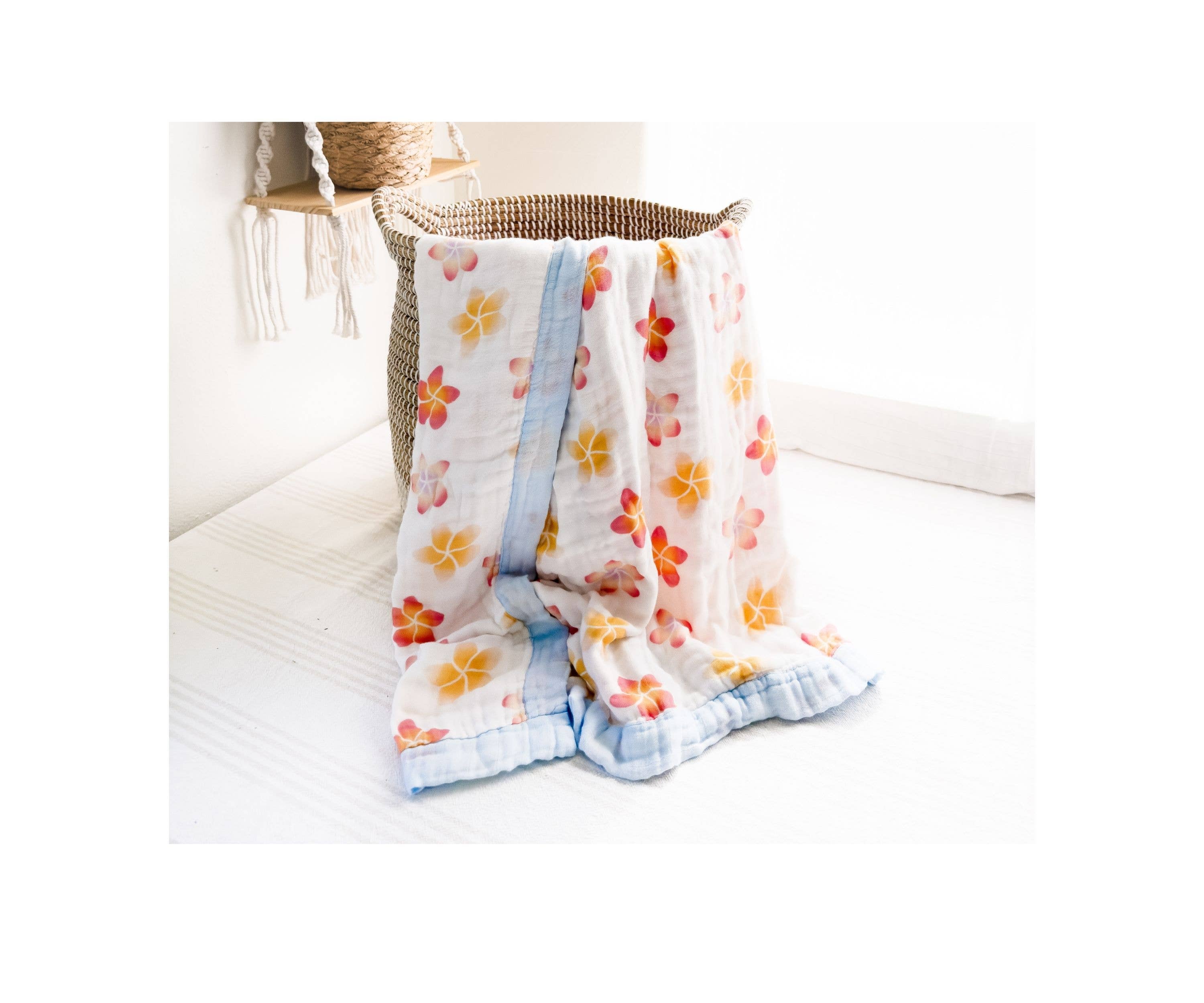 Coca + B.™ - Wholesale Milestone Blanket - Kids & Baby - Organic Plumeria Baby Blanket | Tropical Nursery Decor8