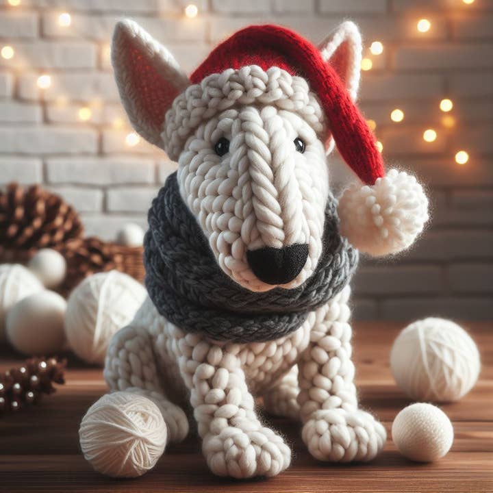 Carte de Noël de Bull Terrier de luxe unique pour la vente par Two Woofs