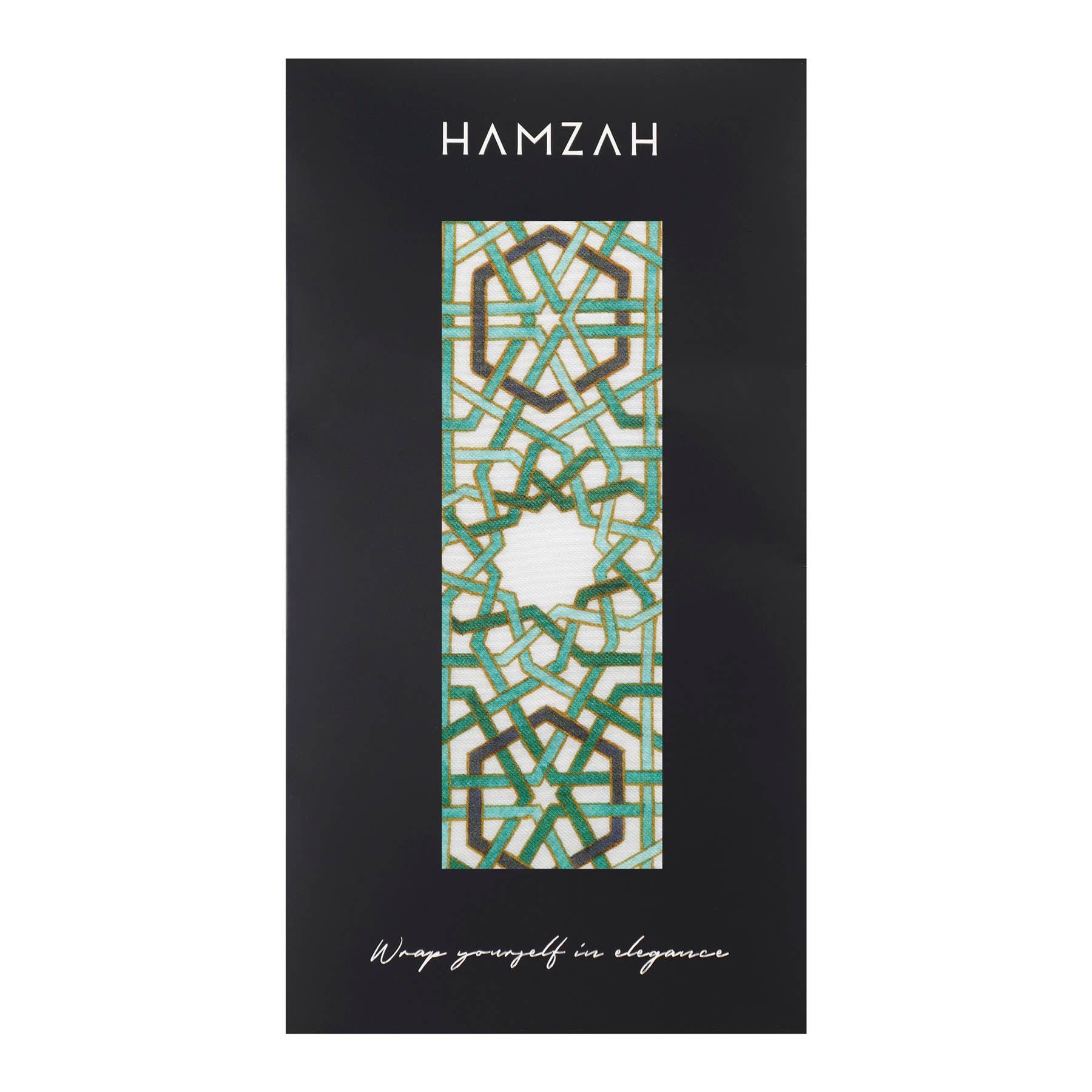 Hamzah - Wholesale Scarf - Unisex - Large Green Scarf for Women with Geometric Print4