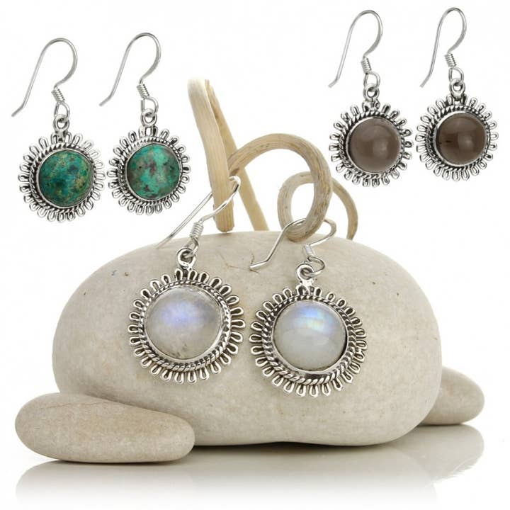 Stone and Silver Earrings – Matahari for wholesale by UniArt