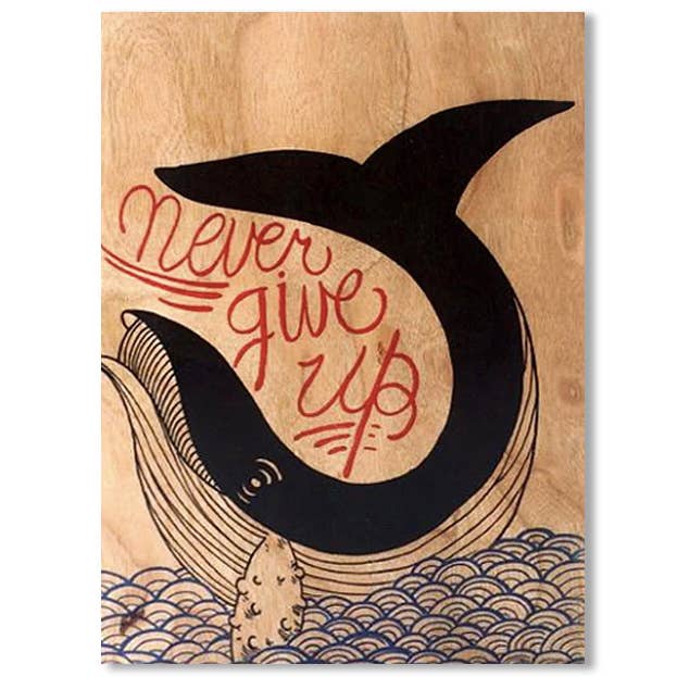 Wood Folding Card - Never Give Up for wholesale by Spitfire Girl