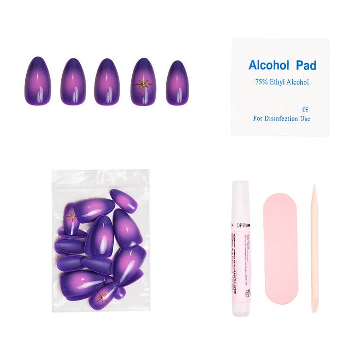Glamnetic - Wholesale Press-On/Fake Nails - Tarot Press-On Nails | Purple Aura | Short Almond Length