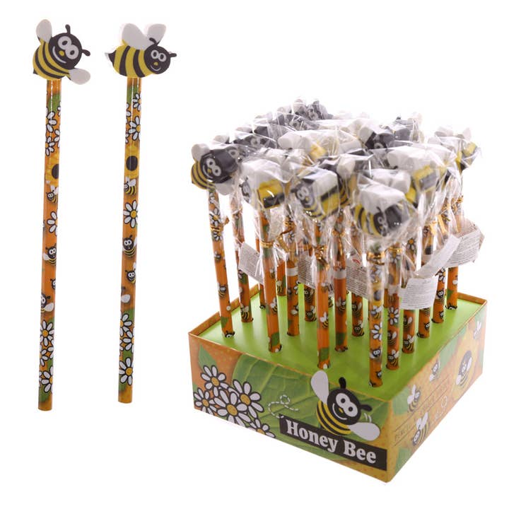 Puckator Ltd - Wholesale Pencil - Cute Honey Bee Pencil with Eraser Topper