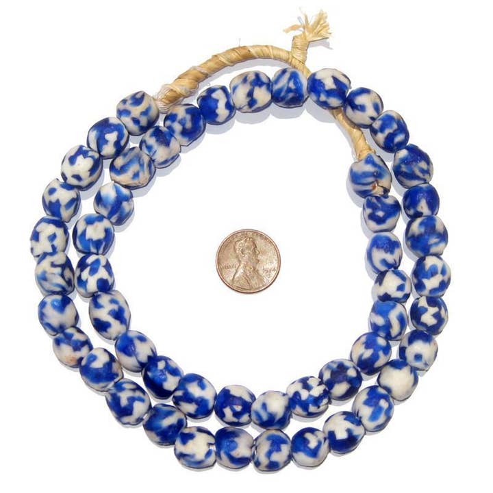 14mm Cobalt Blue Fused Recycled Glass Beads for wholesale by The Bead Chest