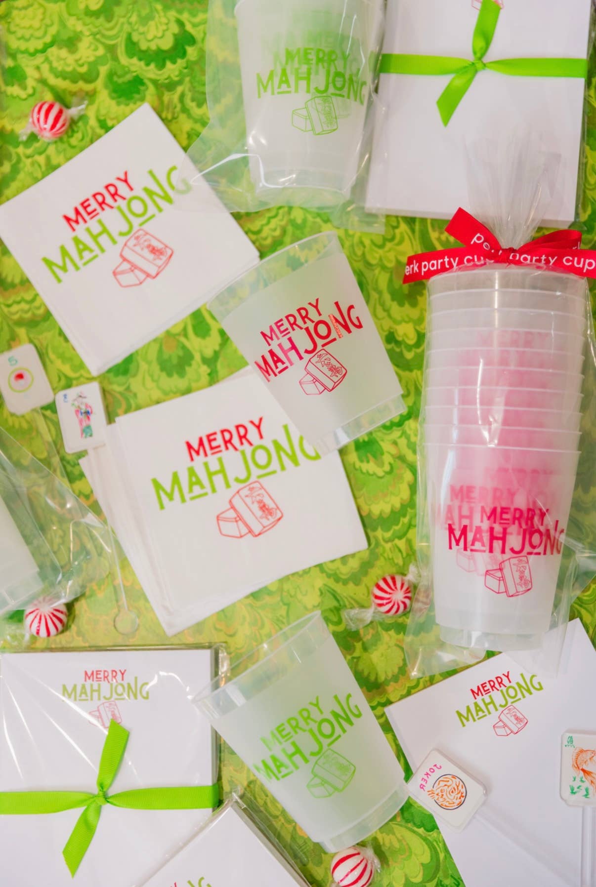 perk - Wholesale Disposable Cup - Green Merry Mahjong Reusable Frost Flex Cups1