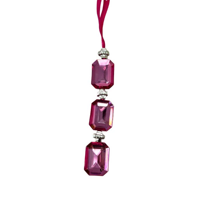 Acrylic Jewel Hanging Ornament - Pink 1.2x0.5x6.5" for wholesale by David Christopher's Collection