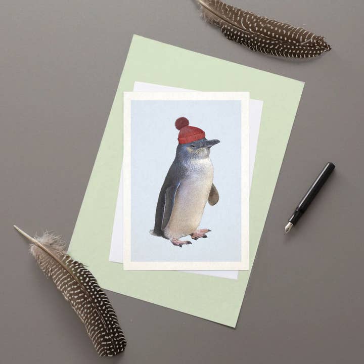 Hidden Planet - Wholesale Christmas Card - Grumpy Little Penguin with bobble hat - Christmas card