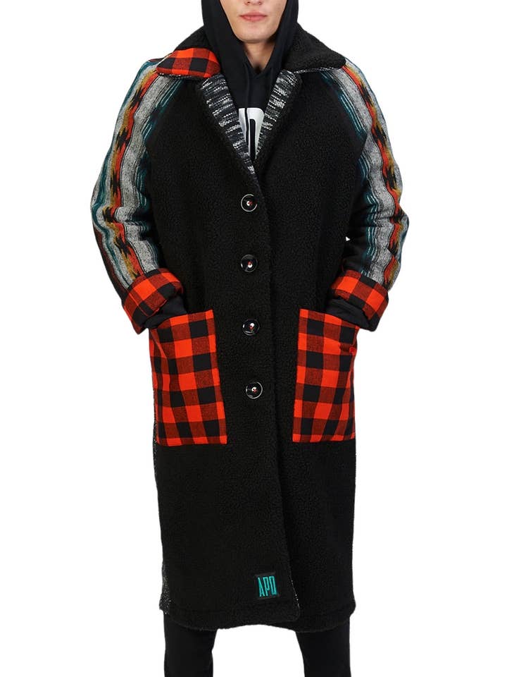 Trench-coat en laine et patchwork pour la vente par Amy Page DeBlasio