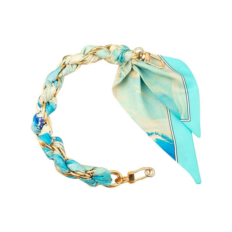 Blå Guldtelefonkedja med blå sjal – kort modell för wholesale på Faire0