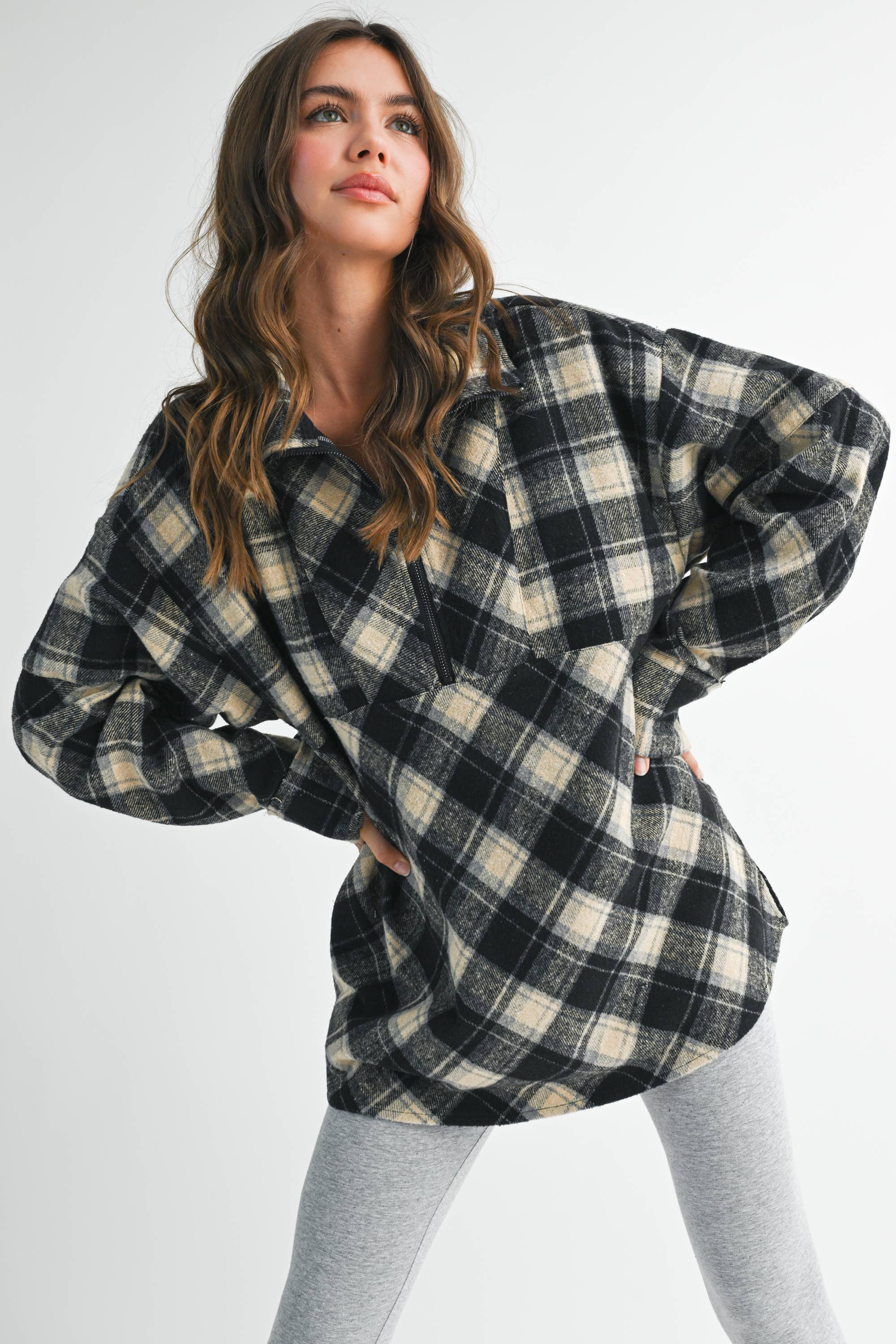 AEMI + CO - Wholesale Sweatshirt - Women's - 8421EK Mya Plaid Pullover 14