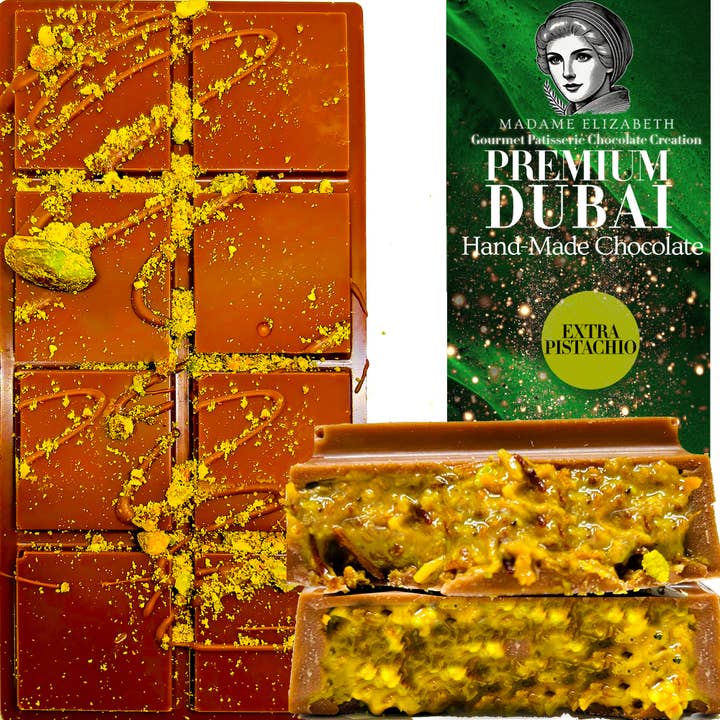 Swisense - Wholesale Chocolate Bar - Premium Dubai Pistachio Chocolate Bar 8 Oz Freshly Made